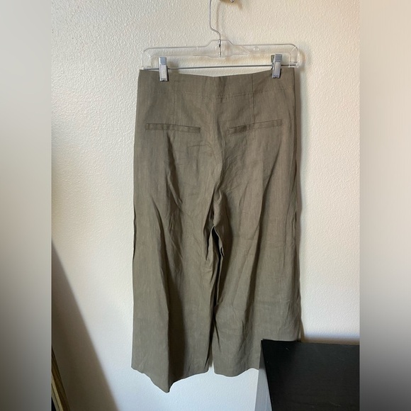 Aritzia Babaton Women’s Halston Pants Olive Green Size 8 Cropped Wide Leg - Picture 3 of 10